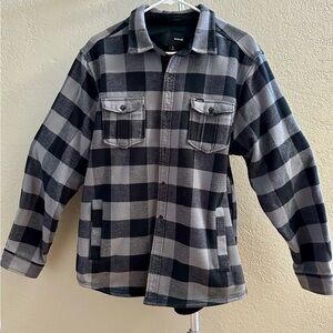 Hurley Men's Black and Gray Plaid Shirt Jacket